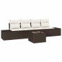 Conjunto de sofá de jardín 5 pcs Marrón y crema 55 x 55 x 37 cm
