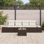 Conjunto de sofá de jardín 5 pcs Marrón y crema 55 x 55 x 37 cm