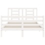 Weißer Massivholzbettrahmen mit Kopfteil 120x200 cm von vidaXL, Betten und Lattenroste - Ref: Foro24-3194697, Preis: 125,68 €...