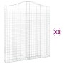 Cestas de gaviones 3 uds forma de arco hierro 200x30x220/240 cm