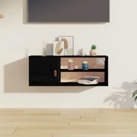 Solid black pine wood wall cabinet 80x30x30 cm by vidaXL, Shelves and shelves - Ref: Foro24-818393, Price: 78,73 €, Discount: %