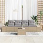 Conjunto de sofá de jardín con cojín 5 pcs Beige y Gris Claro