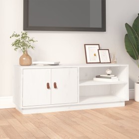 Mueble de TV de madera maciza de pino blanco 105x34x40 cm