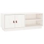 Mueble de TV de madera maciza de pino blanco 105x34x40 cm