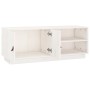 Mueble de TV de madera maciza de pino blanco 105x34x40 cm