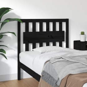 Solid black pine wood bed headboard 95.5x4x100 cm by vidaXL, Headboards and footboards - Ref: Foro24-818554, Price: 28,70 €, ...