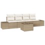 Conjunto de sofá de jardín 5 pcs Beige y Crema 55 x 55 x 37 cm