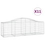 Cestas de gaviones 11 uds forma de arco hierro 200x50x60/80 cm