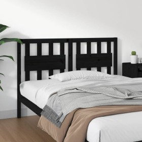 Solid black pine wood bed headboard 145.5x4x100 cm by vidaXL, Headboards and footboards - Ref: Foro24-818574, Price: 36,91 €,...