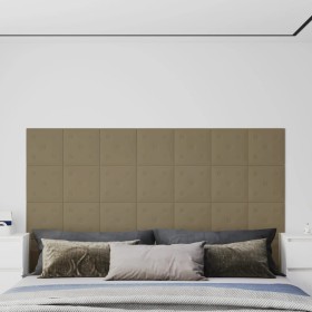 Paneles pared 12 uds cuero sintético capuchino 30x30 cm 1,08 m²