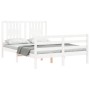 Weißer Massivholzbettrahmen mit Kopfteil 140x190 cm von vidaXL, Betten und Lattenroste - Ref: Foro24-3194552, Preis: 144,56 €...