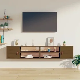Wall cabinets 2 pcs honey brown pine wood 60x30x30 cm by vidaXL, Shelves and shelves - Ref: Foro24-818392, Price: 81,84 €, Di...