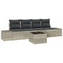 Conjunto de sofá de jardín 5 pcs Gris Claro 55 x 55 x 37 cm
