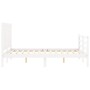 White solid wood bed frame with headboard 140x190 cm by vidaXL, Beds and slatted bases - Ref: Foro24-3194552, Price: 144,56 €...