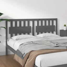 Solid gray pine wood bed headboard 165.5x4x100 cm by vidaXL, Headboards and footboards - Ref: Foro24-818582, Price: 54,84 €, ...