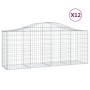 Cestas de gaviones 12 uds forma de arco hierro 200x50x80/100 cm