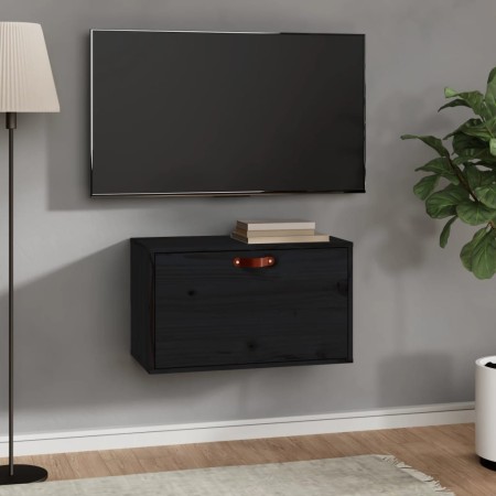 Hängeschrank aus massivem Kiefernholz schwarz 60x30x35 cm von vidaXL, Regale und Regale - Ref: Foro24-818354, Preis: 57,43 €,...