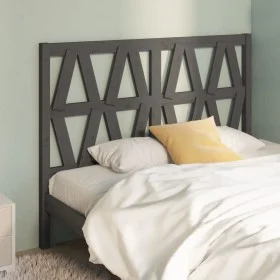 Solid gray pine wood bed headboard 146x4x100 cm by vidaXL, Headboards and footboards - Ref: Foro24-818622, Price: 35,30 €, Di...