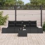 Conjunto de sofá de jardín Manual 5 pcs Negro 55 x 55 x 37 cm