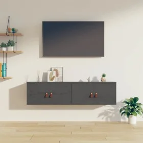 Wandschränke 2 Stück massives graues Kiefernholz 60x30x30 cm von vidaXL, Regale und Regale - Ref: Foro24-818370, Preis: 94,74...