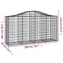 Cestas de gaviones 18 uds forma de arco hierro 200x50x100/120cm