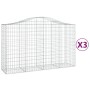 Cestas de gaviones 3 uds forma de arco hierro 200x50x120/140 cm