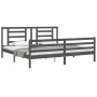 Gray solid wood bed frame with headboard 200x200 cm by vidaXL, Beds and slatted bases - Ref: Foro24-3194723, Price: 172,69 €,...