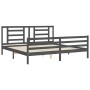 Gray solid wood bed frame with headboard 200x200 cm by vidaXL, Beds and slatted bases - Ref: Foro24-3194723, Price: 172,69 €,...