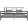 Gray solid wood bed frame with headboard 200x200 cm by vidaXL, Beds and slatted bases - Ref: Foro24-3194723, Price: 172,69 €,...
