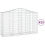 Cestas gaviones 15 uds forma de arco hierro 200x50x120/140 cm