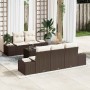 Conjunto de sofá de jardín 6 pcs Marrón Poliratán