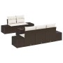 Conjunto de sofá de jardín 6 pcs Marrón Poliratán