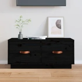 Mueble de TV de madera maciza de pino negro 80x34x35 cm de vidaXL, Muebles TV - Ref: Foro24-818244, Precio: 71,24 €, Descuent...