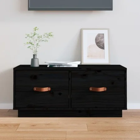 Solid black pine wood TV cabinet 80x34x35 cm by vidaXL, TV Furniture - Ref: Foro24-818244, Price: 71,24 €, Discount: %