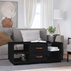 Couchtisch aus massivem schwarzem Kiefernholz, 100 x 50 x 41 cm von vidaXL, Couchtisch - Ref: Foro24-818274, Preis: 93,92 €, ...