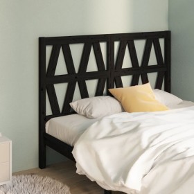 Solid black pine wood bed headboard 146x4x100 cm by vidaXL, Headboards and footboards - Ref: Foro24-818624, Price: 42,18 €, D...