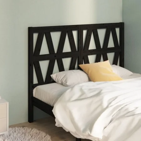 Solid black pine wood bed headboard 146x4x100 cm by vidaXL, Headboards and footboards - Ref: Foro24-818624, Price: 41,87 €, D...