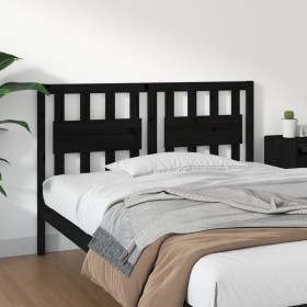 Solid black pine wood bed headboard 125.5x4x100 cm by vidaXL, Headboards and footboards - Ref: Foro24-818564, Price: 36,15 €,...