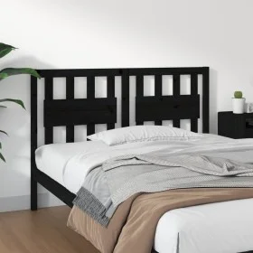 Solid black pine wood bed headboard 125.5x4x100 cm by vidaXL, Headboards and footboards - Ref: Foro24-818564, Price: 35,80 €,...