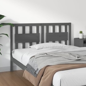 Cabecero de cama madera maciza de pino gris 145,5x4x100 cm