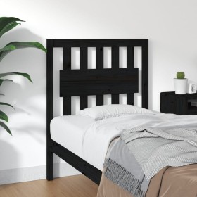 Solid black pine wood bed headboard 80.5x4x100 cm by vidaXL, Headboards and footboards - Ref: Foro24-818549, Price: 43,33 €, ...
