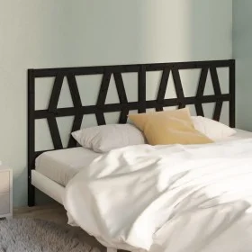Solid black pine wood bed headboard 206x4x100 cm by vidaXL, Headboards and footboards - Ref: Foro24-818644, Price: 36,91 €, D...