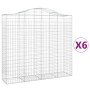 Cestas de gaviones 6 uds forma de arco hierro 200x50x180/200 cm