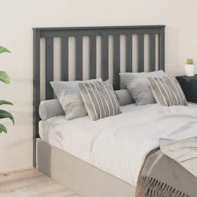 Cabecero de cama madera maciza de pino gris 146x6x101 cm de vidaXL, Cabeceros y pies de cama - Ref: Foro24-818522, Precio: 34...