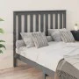 Cabecero de cama madera maciza de pino gris 146x6x101 cm de vidaXL, Cabeceros y pies de cama - Ref: Foro24-818522, Precio: 34...