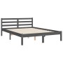 Estructura de cama con cabecero madera maciza gris