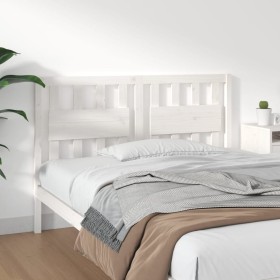 Solid white pine wood bed headboard 125.5x4x100 cm by vidaXL, Headboards and footboards - Ref: Foro24-818561, Price: 36,24 €,...