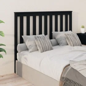 Solid black pine wood bed headboard 126x6x101 cm by vidaXL, Headboards and footboards - Ref: Foro24-818514, Price: 31,44 €, D...