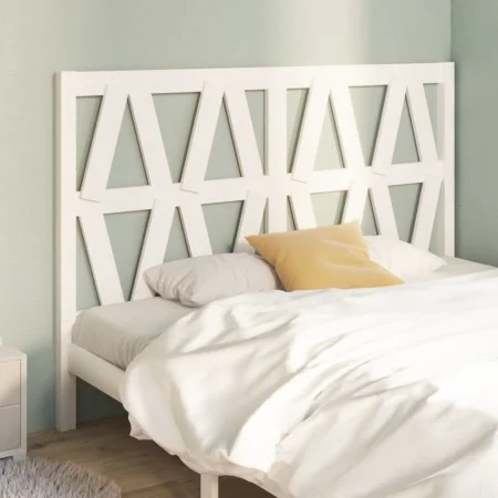Solid white pine wood bed headboard 126x4x100 cm by vidaXL, Headboards and footboards - Ref: Foro24-818611, Price: 48,69 €, D...