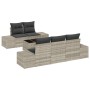 Conjunto de sofá de jardín 6 pcs Gris Claro Poliratán